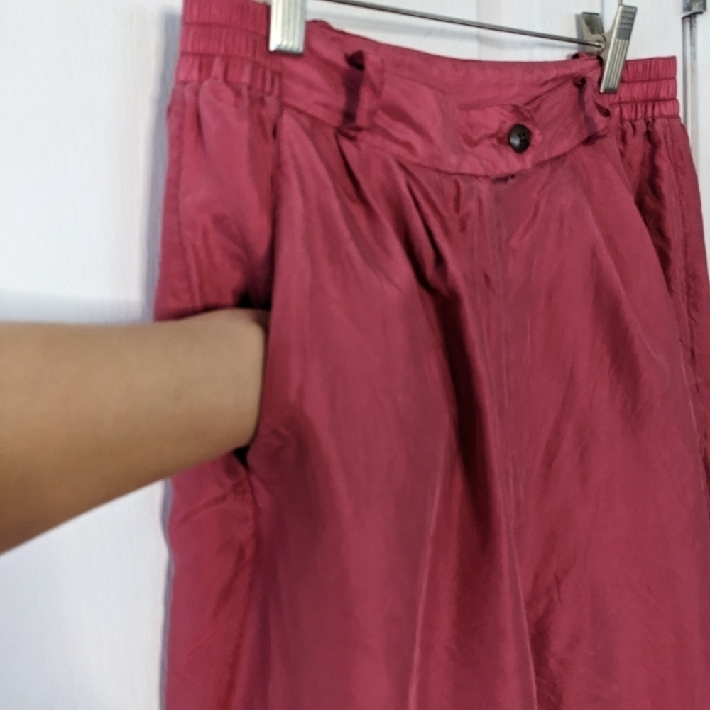 Vintage coral red pink wide leg hi rise crop pants size Small XS A3 - Picture 10 of 11